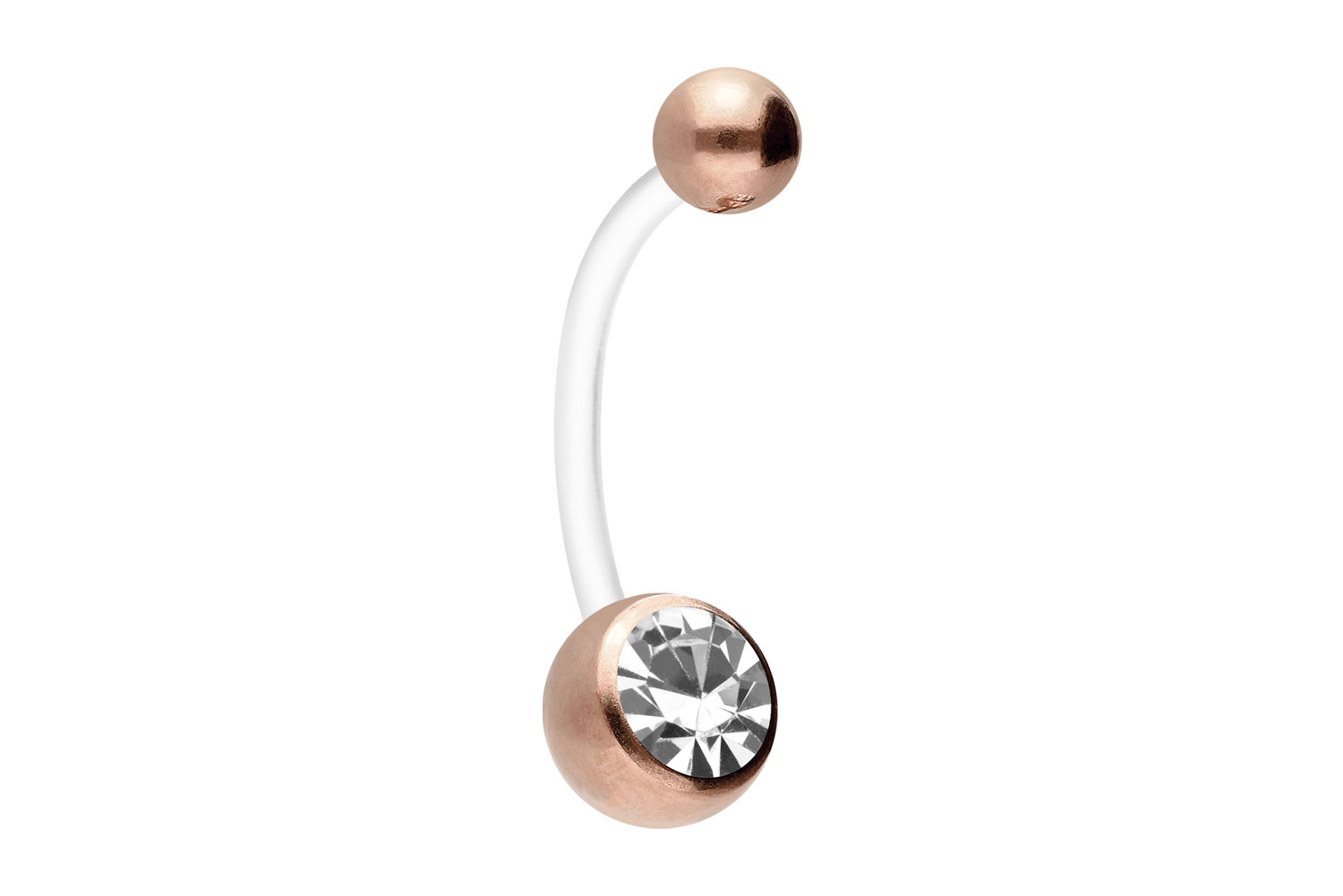 PTFE Bananabell Piercing mit Chirurgenstahl-Kugeln KRISTALL